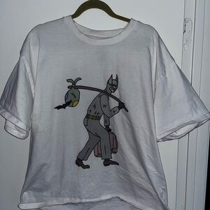 White Graphic T-Shirt with homeless Batman